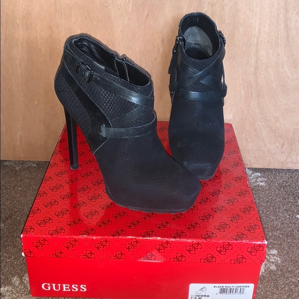 Guess Black Multi Leather Heels
